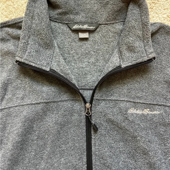 Eddie Bauer Fleece Vest Men’s Tall Large Gray Full Zip - Picture 4 of 9